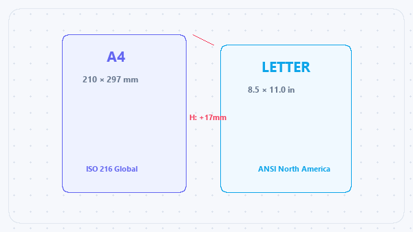 Difference between a4 and us letter page size